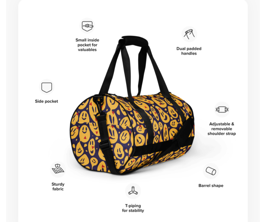 THE MELTING SMILEY FACE GYM BAG